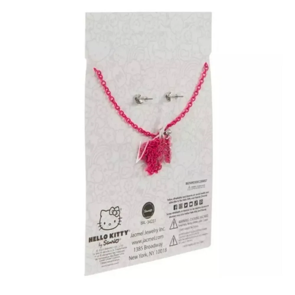 Hello Kitty Pink Necklace and Earrings Set